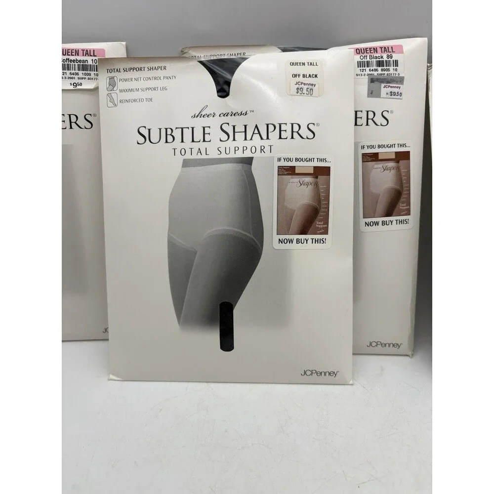 Vintage JCPenney Subtle Shapers Pantyhose Lot 4 Queen Tall Total Support NOS